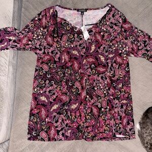 Roz & Ali Women's Paisley Blouse - Pink and Purple